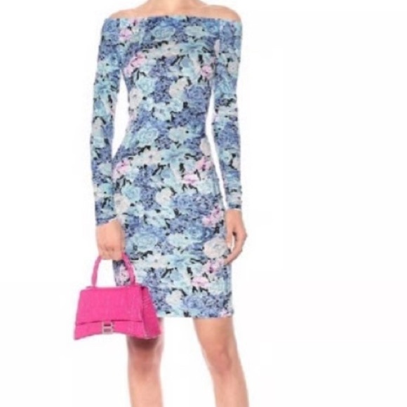 Balenciaga off shoulder Blue mini   Dress - Picture 1 of 6